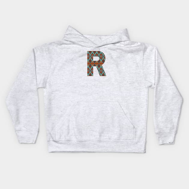 Letter R- boho design Kids Hoodie by RinaMosaics